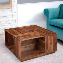 Ikiriya Coffee Brown Sheesham Wood Teak Finish Square Coffee Table-image-75