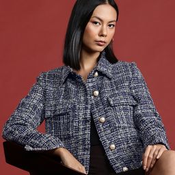 all about you Self Design Tweed Tailored Jacket-picture-11