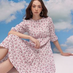 CORSICA Floral Printed Puff Sleeves Gathered Detailed Tiered A-Line Dress-image-14