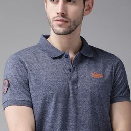Roadster Men Navy Blue Grindle Effect Polo Collar T-shirt-picture-41