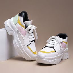 Shoetopia Girls White Colourblocked Lightweight Sneakers-picture-17