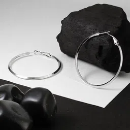 Adwitiya Collection Silver-Plated Circular Hoop Earrings-23