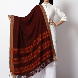 WEAVERS VILLA Women Brown Solid Shawl-picture-52