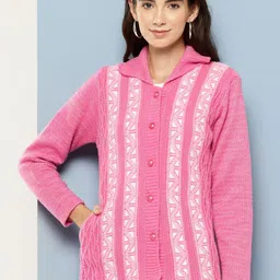 Aarika Women Cable Knit Woollen Cardigan-picture-4