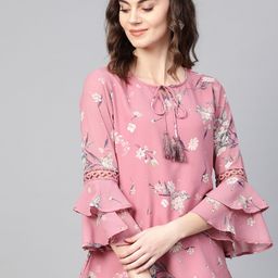 Azira Women Dusty Pink Floral Print Top-picture-25