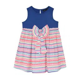 IDK Girls Blue & Pink Printed A-Line Dress-picture-30