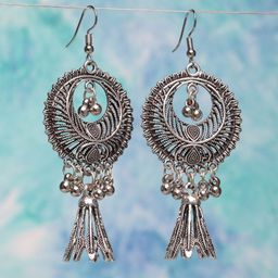 Moedbuille Silver-Toned Circular Chandbalis-image-34
