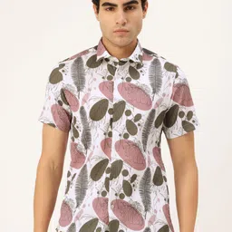 Integriti Pure Cotton Slim Fit Floral Printed Textured Casual Shirt-image-73