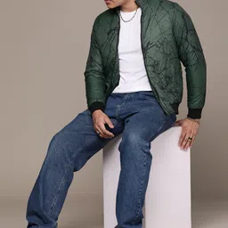 The Roadster Lifestyle Co. Abstract Printed Mock Collar Bomber Jacket-picture-17