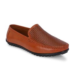 SERVER Men Solid Laser Cuts Slip-On Loafers-image-92