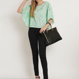FABBHUE Black Textured PU Structured Handheld Bag image 2
