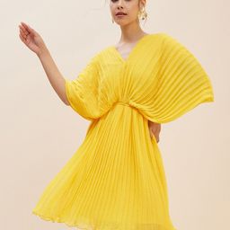 Antheaa Yellow Checked Chiffon Fit & Flare Dress-image-18