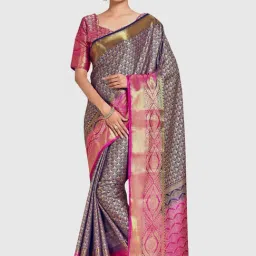 Mimosa Navy Woven Sarees With Blouse-picture-33
