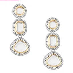 Zaveri Pearls Two Tone Artificial Stones & Austrian Diamonds Dangler Earrings-ZPFK16497-42