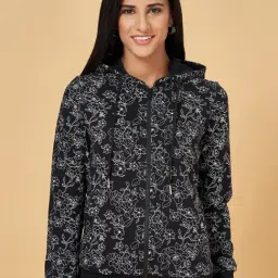 Honey by Pantaloons Black Cotton Floral Print Hoodie-image-61