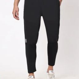 Dida Black Polyster Regular Fit Solid Trackpant-image-31