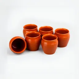 Storepedia Brown 6 Pieces Textured Ceramic Matte Cups 160ml Each-17