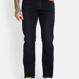 Octave Carbon Black Cotton Bootcut Jeans-image-49