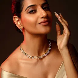 ASMITTA JEWELLERY 22K Gold-Plated Cubic Zirconia-Studded Statement Choker Jewellery Set-9