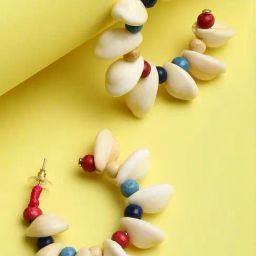 Sohi Cresecent Shaped Beads and Shell Drop Earrings-image-79