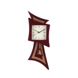 eCraftIndia Decorative Analog Brown Square Pendulum Wall clock-image-35