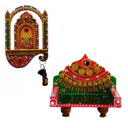 eCraftIndia Combo of Lord Ganesha Key Holder and Royal Throne for Mandir/Temple-image-3
