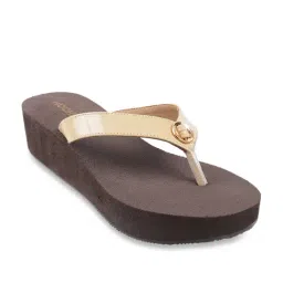 Mochi Women's Beige Thong Wedges-image-73
