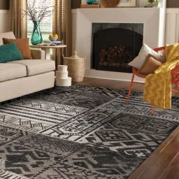 Ddecor Rugs Black Polypropylene Geometric Rugs-33