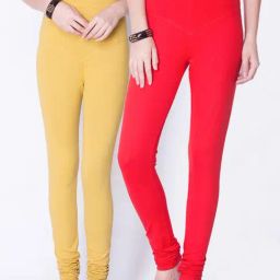 Dollar Missy Red & Yellow Cotton Leggings - Pack of 2-image-40