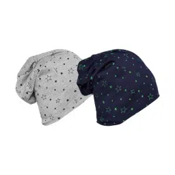 Vimal Jonney Grey & Navy Printed Beanies Set of 2-image-33