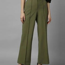 Allen Solly Green Mid Rise Flared Trousers-image-7