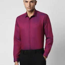 V Dot Purple Cotton Slim Fit Shirt-image-18