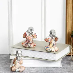 Tayhaa Multicolor Polyresin Buddha Showpieces - Set of 3-picture-35
