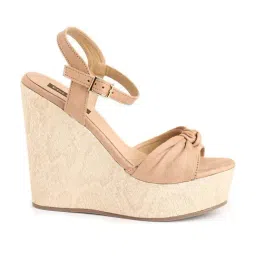Flat N Heels Women's Beige Ankle Strap Wedges-image-90