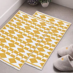 Saral Home Abstract Yellow Cotton Multiuse Rugs - Set of 2-15