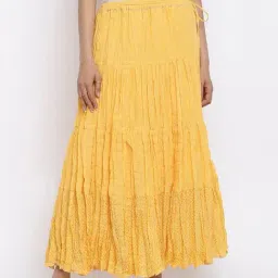 Fabindia Yellow Cotton Printed Skirt-image-37