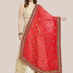 Dupatta Bazaar Red Zari Work Dupatta-picture-0