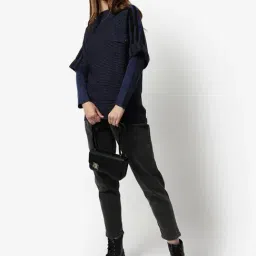 Campus Sutra Navy Self Pattern Sweater-47