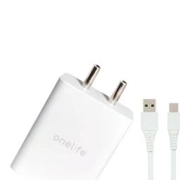 Onelife White Qualcomm 4.0 4 A Single Port Mobile Charger with Detachable Cable-23