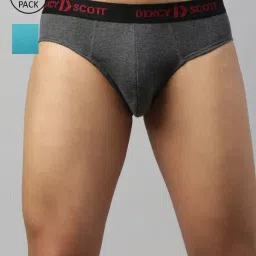 Dixcy Scott Maximus Charcoal Melange & Blue Bird Cotton Regular Fit Briefs - Pack Of 2-picture-28