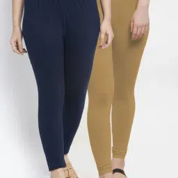 Gracit Navy & Skin Mid Rise Leggings - Pack Of 2-picture-14