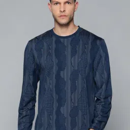ALCIS Blue Slim Fit Self Pattern Sweatshirt-image-65