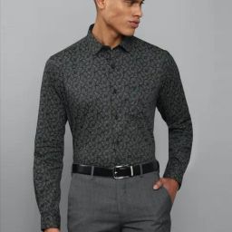 Allen Solly Grey Cotton Slim Fit Printed Shirt-image-27