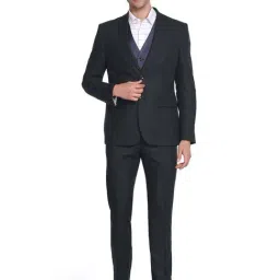 Arrow Dark Green Regular Fit Self Pattern Three Piece Suit-image-50