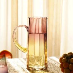 Pure Home and Living Purple & Yellow Glass Ombre Linear Textured Pitcher-image-42