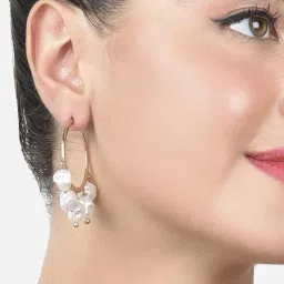 Zaveri Pearls Gold Tone Contemporary Classy Charm Hoop Earrings-ZPFK15156 image 5