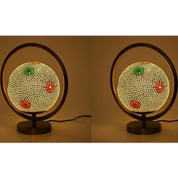 SOMIL Multicoloured Printed Glass Spherical Shaped Table Lamp-image-97