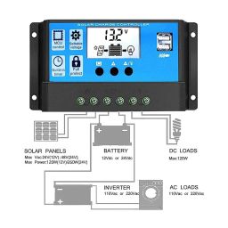 Solar Charge Controller, 10A Solar Panel Controller 12V 24V Adaptive PWM Auto Parameter Adjustable LCD Display Solar Panel Battery Regulator with Dual USB Port - RS5202Solar Charge Controller, 10A Solar Panel Controller 12V 24V Adaptive PWM Auto Parameter Adjustable LCD Display Solar Panel Battery Regulator with Dual USB Port - RS5202 image 3