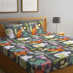 Klotthe Multicolor Cotton Blend 300 TC Double Bedsheet With 2 Pillow Covers-picture-26