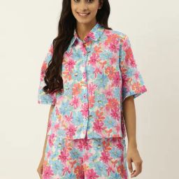 Secret Wish Multicolored Printed Shirt Shorts Set-14